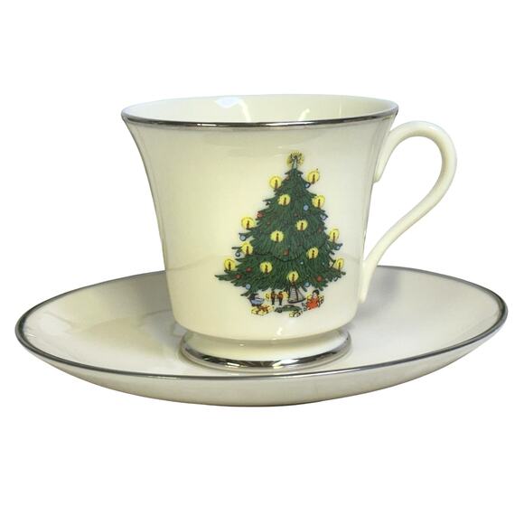 Royal Devon Triomphe Retired 'Christmas' Platinum Trim Cup/Saucer-Set of 3-Rare - Picture 3 of 6